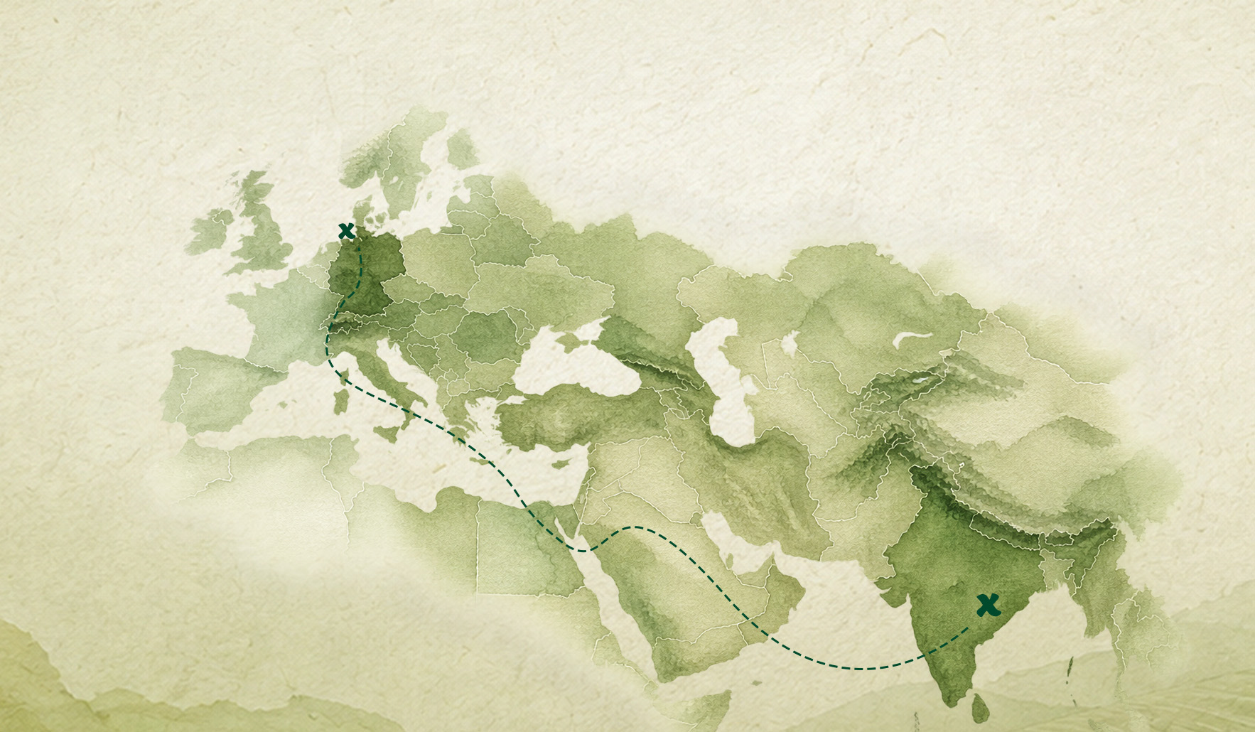 Karte von Europa bis Indien